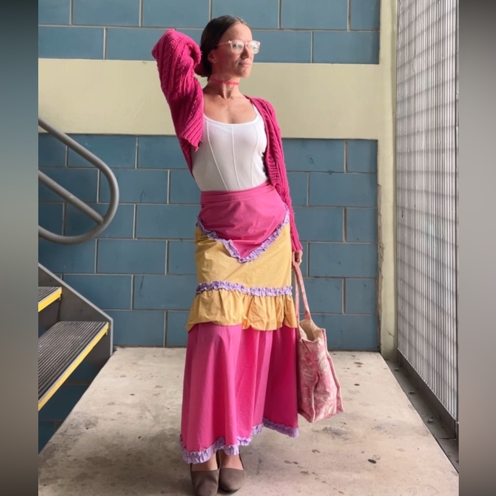 SHEIN Pink and Yellow Skirt